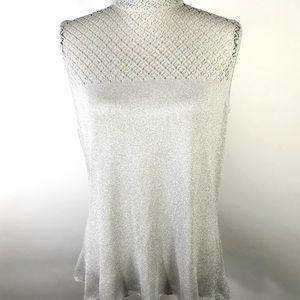 St John sleeveless lattice sparkle knit top Large